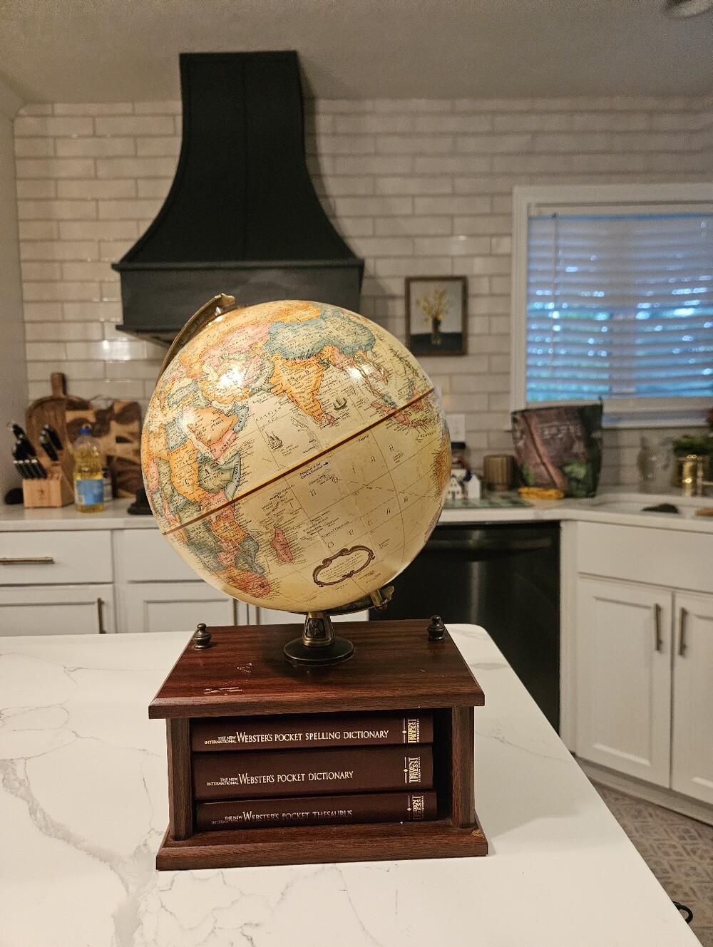 Rare 9” Replogle Classic World Globe on Desk Storage Box Webster Books